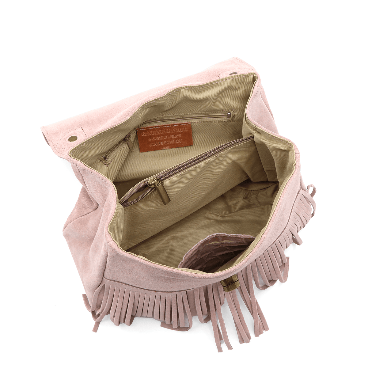 Női táska természetes velúrból - rózsaszín hamu