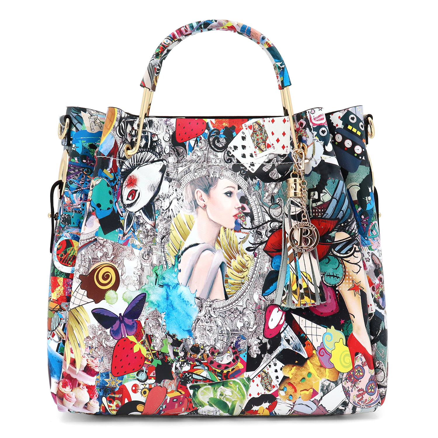 Női táska természetes bőrből Chloe nyomtatott mintával