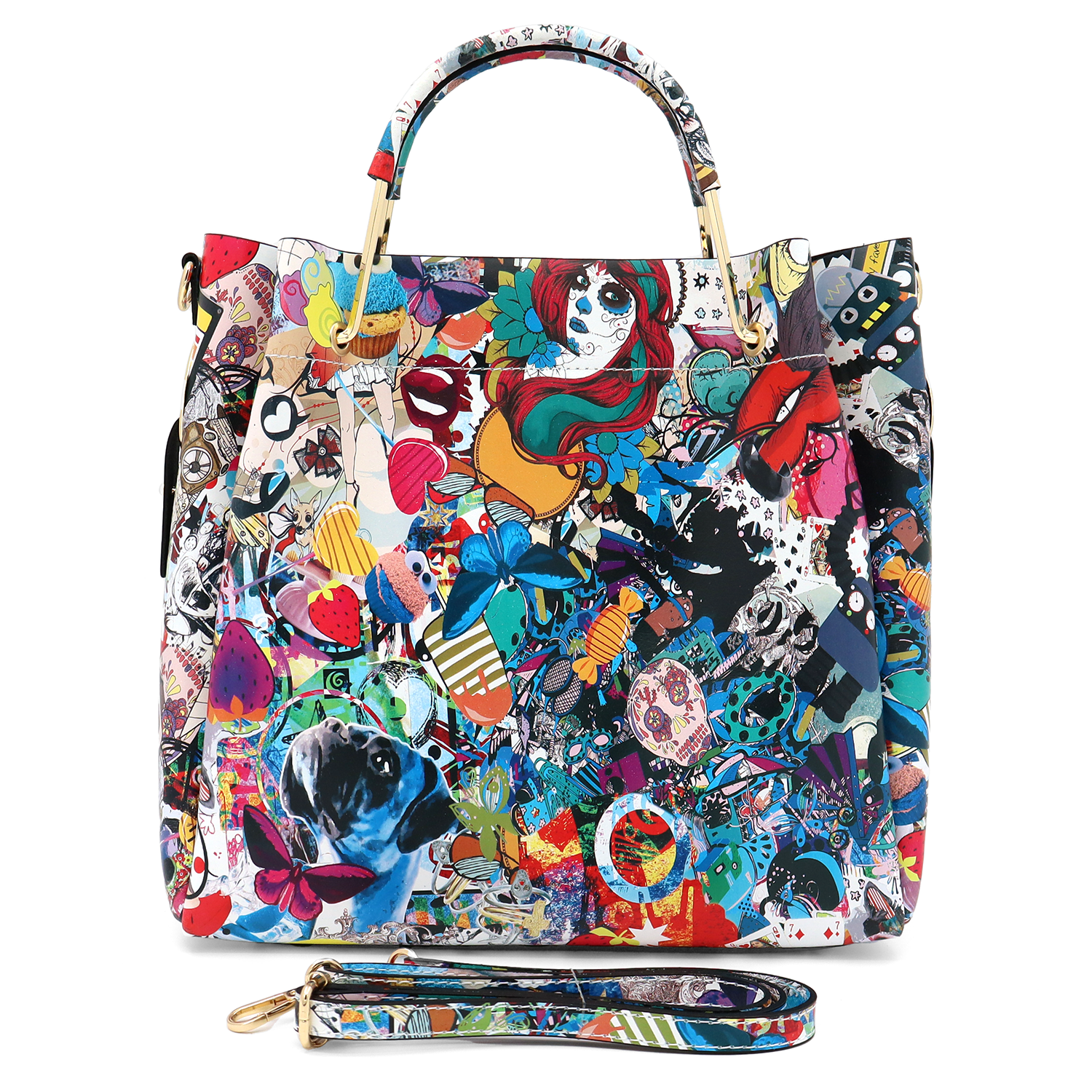 Női táska természetes bőrből Chloe nyomtatott mintával