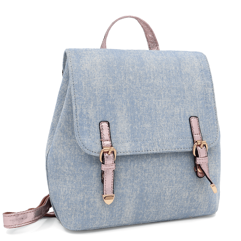 2 az 1-ben - Deni denim hátizsák és táska - kék / rózsaszín