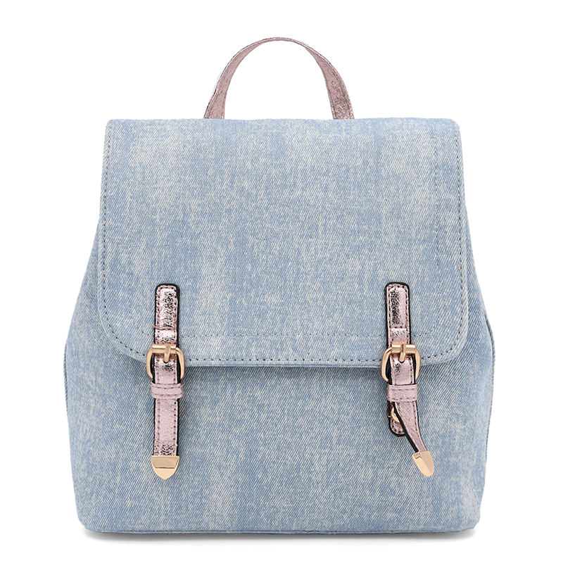2 az 1-ben - Deni denim hátizsák és táska - kék / rózsaszín