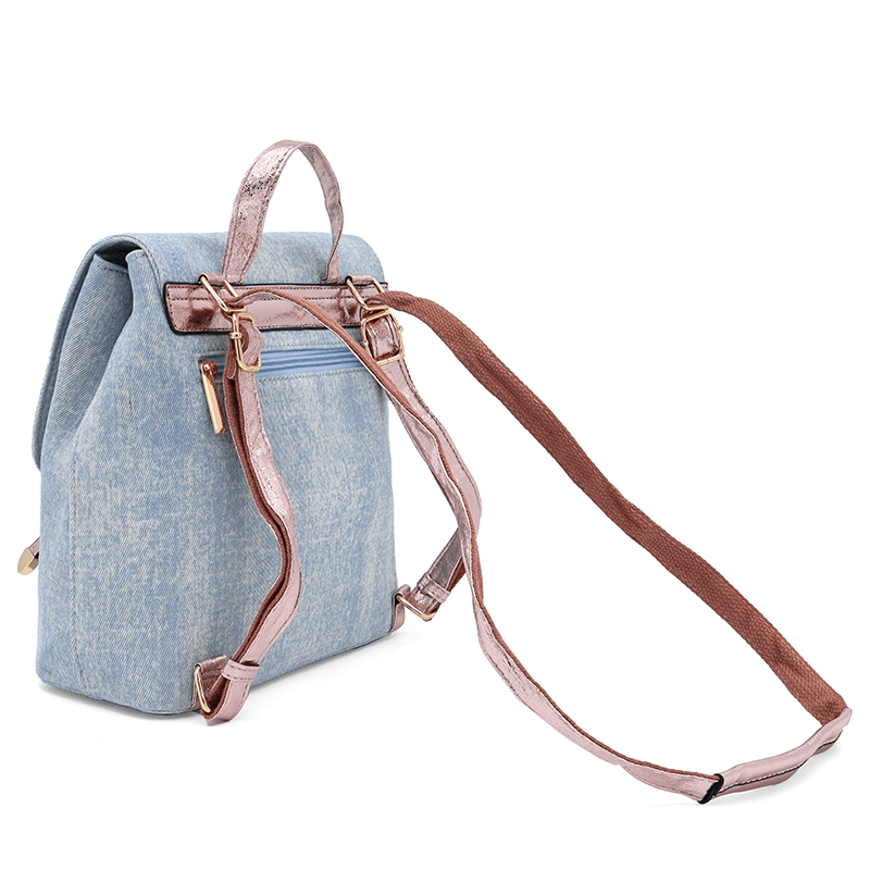 2 az 1-ben - Deni denim hátizsák és táska - kék / rózsaszín
