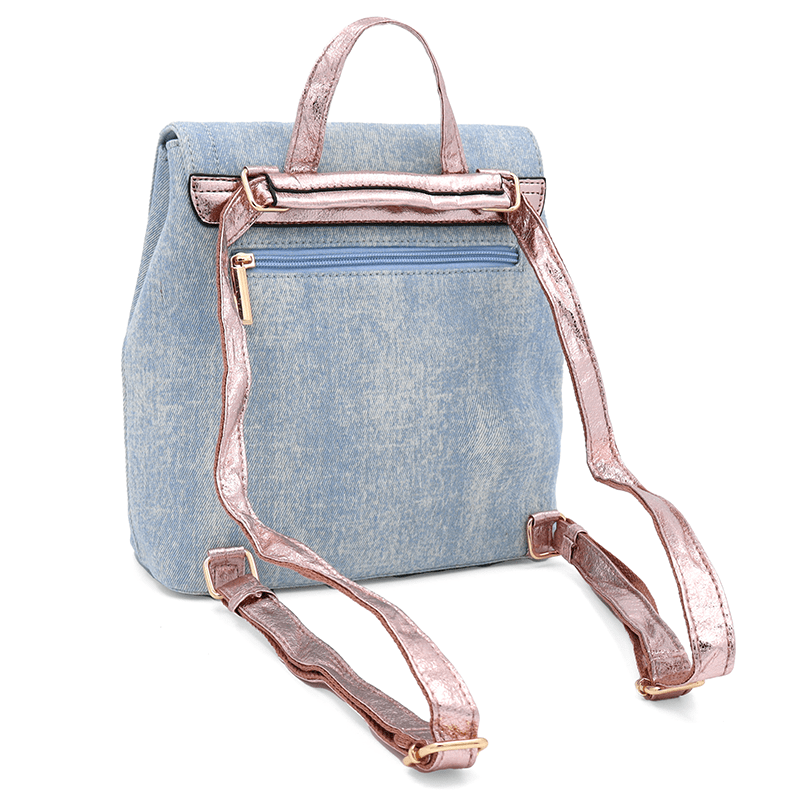 2 az 1-ben - Deni denim hátizsák és táska - kék / rózsaszín