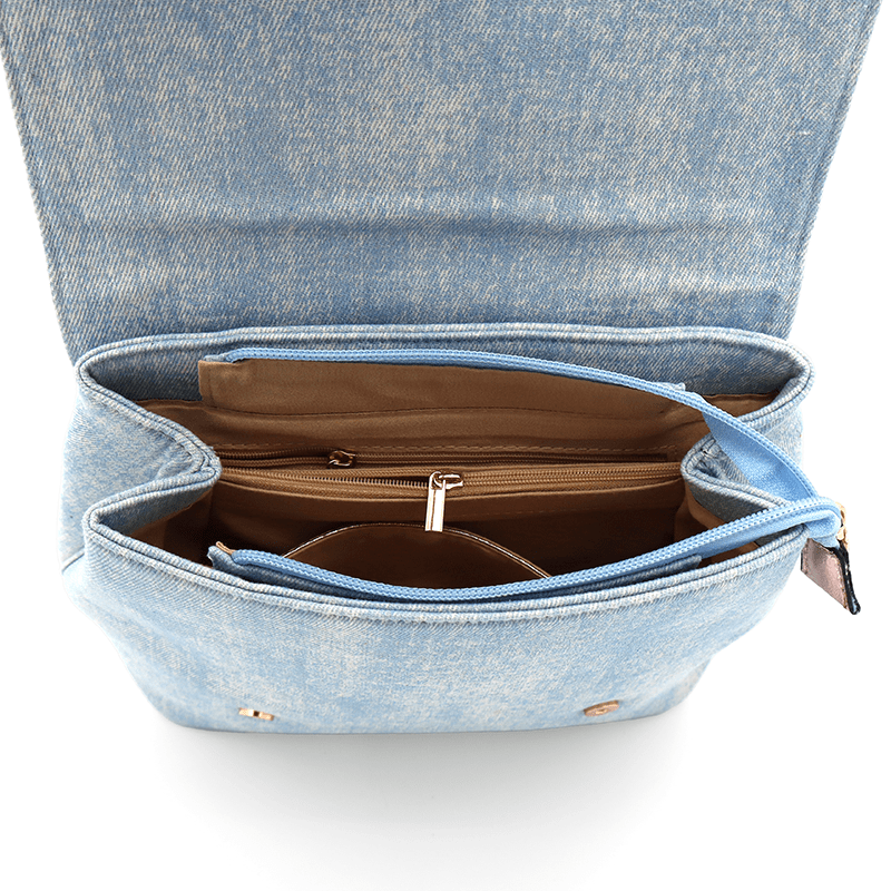 2 az 1-ben - Deni denim hátizsák és táska - kék / rózsaszín