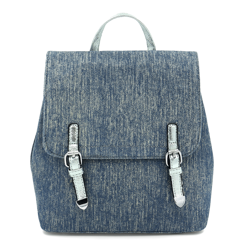 2 az 1-ben - Deni denim hátizsák és táska - sötétkék / ezüst