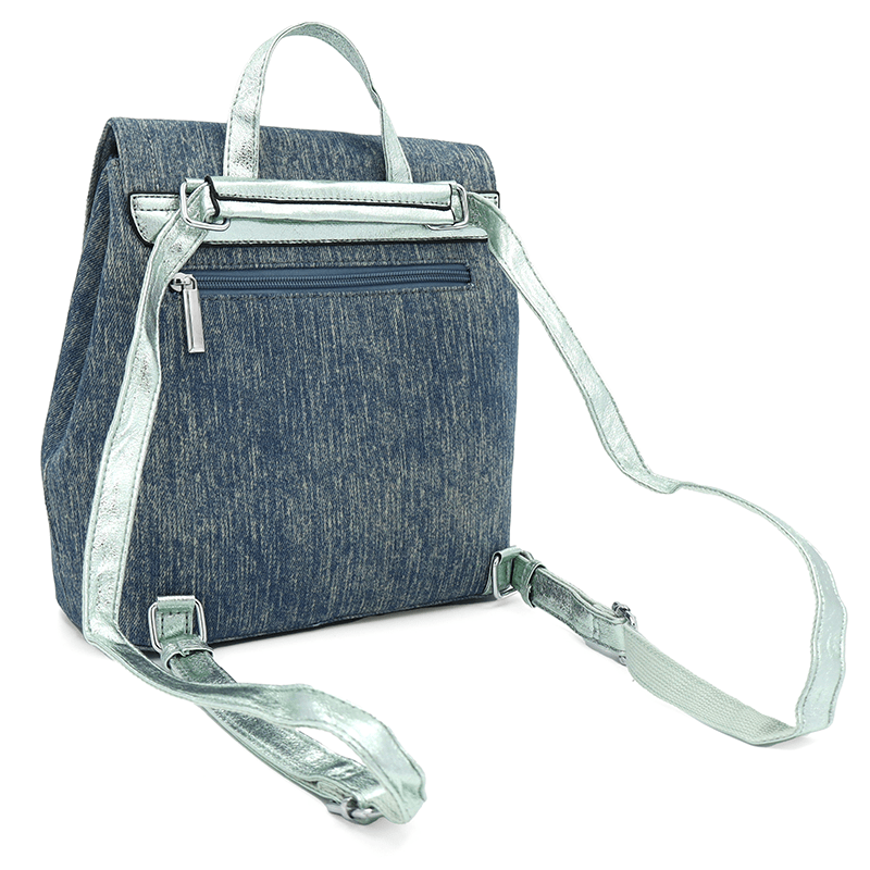 2 az 1-ben - Deni denim hátizsák és táska - sötétkék / ezüst