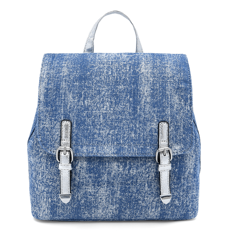 2 az 1-ben - Deni denimből készült hátizsák és táska - kék / ezüst