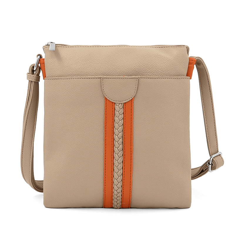 Kényelmes válltáska 3 rekesszel Neli - világosbarna / narancssárga