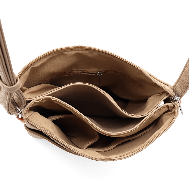 Kényelmes válltáska 3 rekesszel Neli - világosbarna / narancssárga