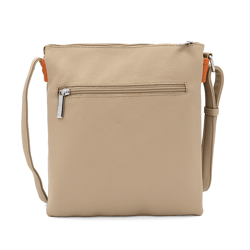 Kényelmes válltáska 3 rekesszel Neli - világosbarna / narancssárga