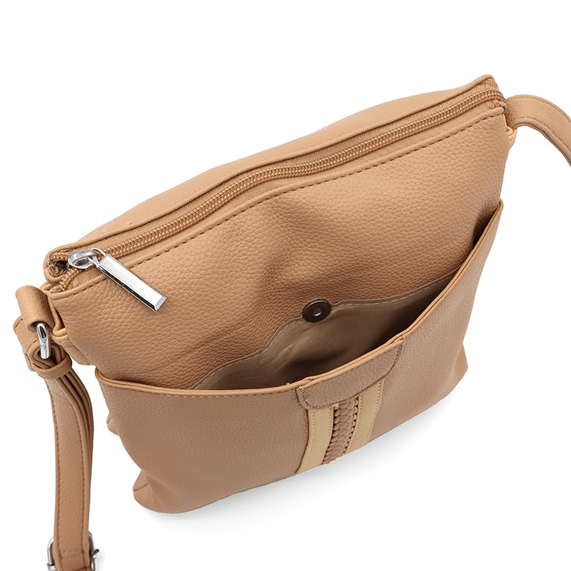 Kényelmes válltáska 3 rekesszel Neli - barna / világosbarna