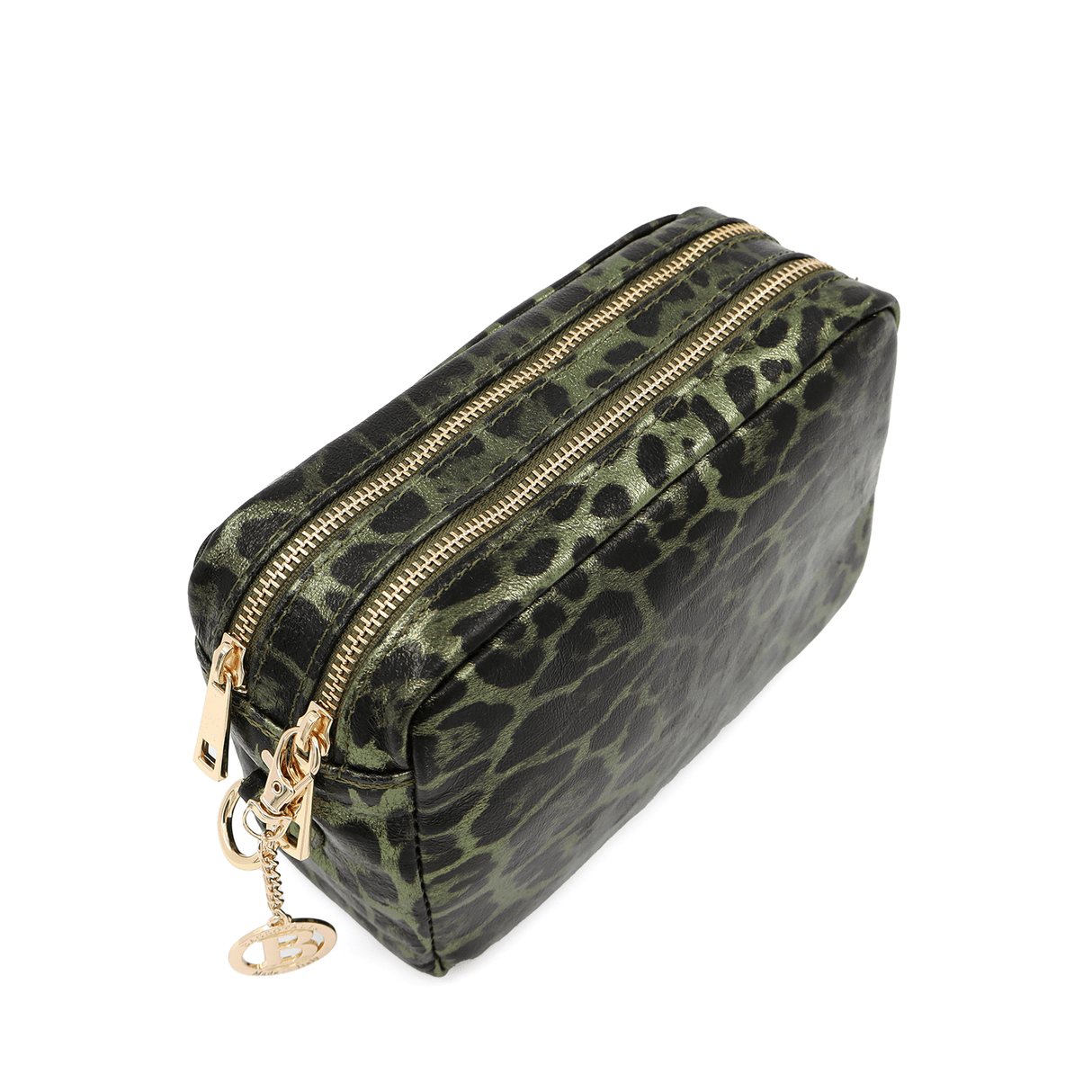 Természetes bőr válltáska nyomtatott mintával - zöld