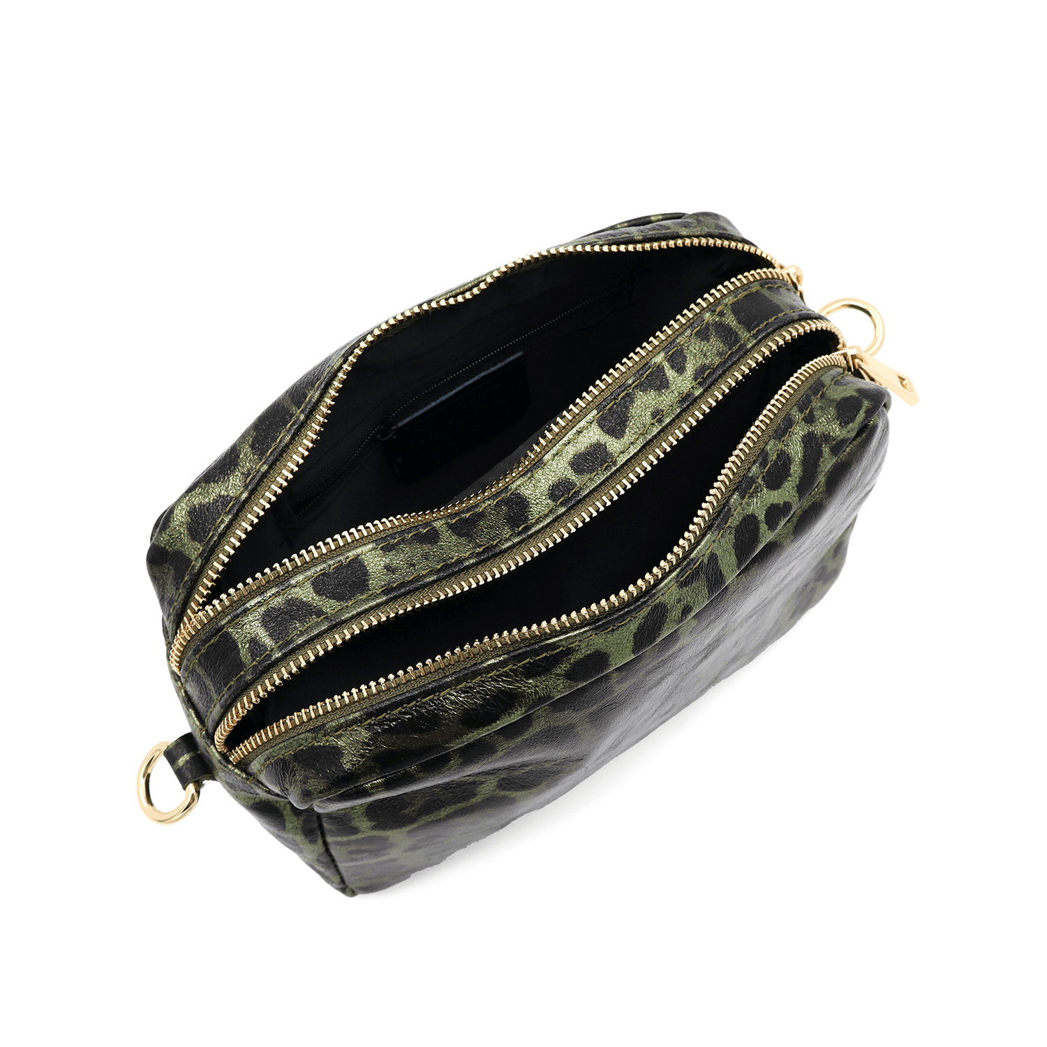 Természetes bőr válltáska nyomtatott mintával - zöld