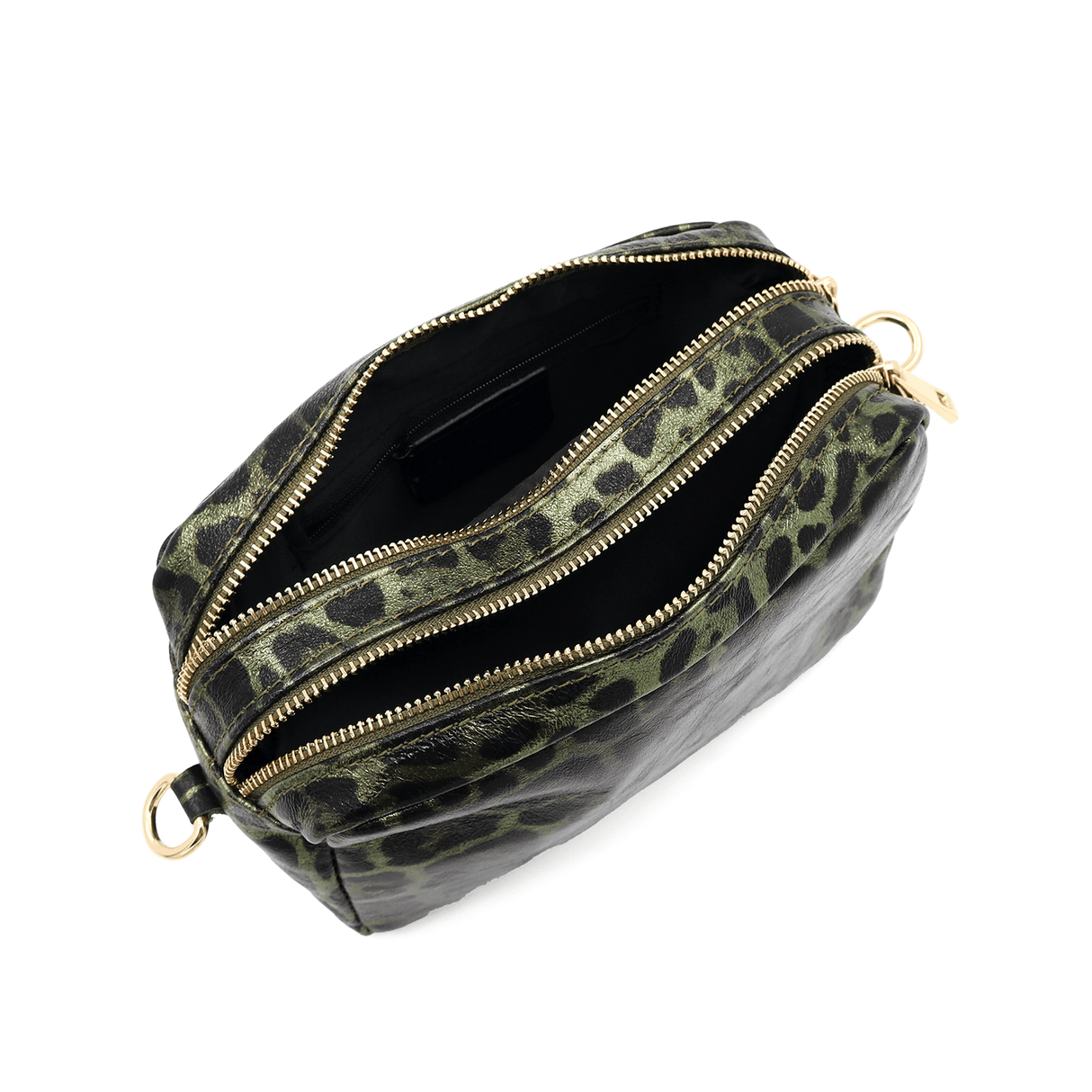 Természetes bőr válltáska nyomtatott mintával - zöld