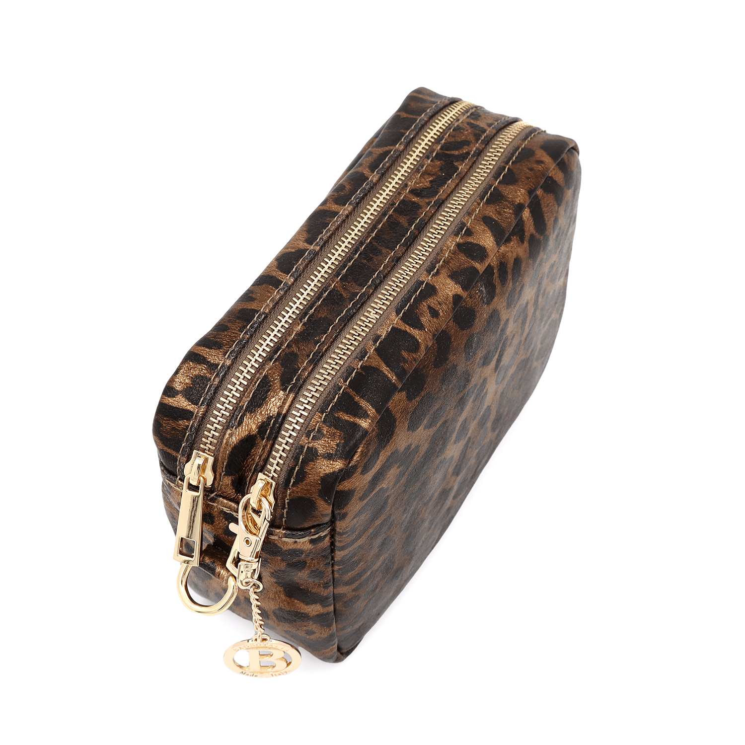 Természetes bőr válltáska nyomtatott mintával - barna