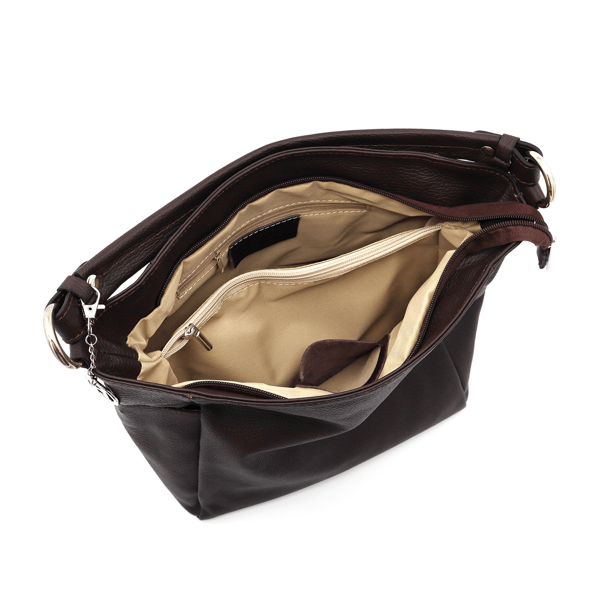 Női táska természetes bőrből Evelyn - sötétbarna