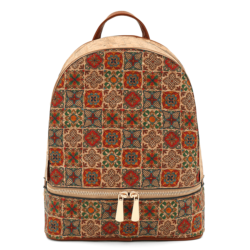 Női kőbőr hátizsák Madeline nyomtatással -  virágos mezők