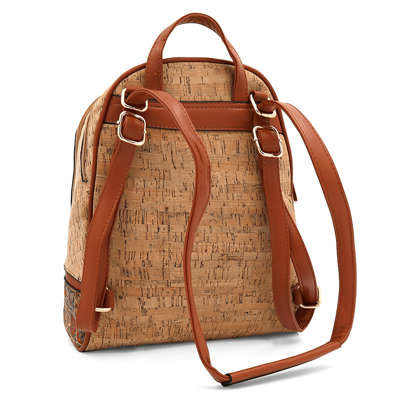 Női kőbőr hátizsák Madeline nyomtatással -  virágos mezők