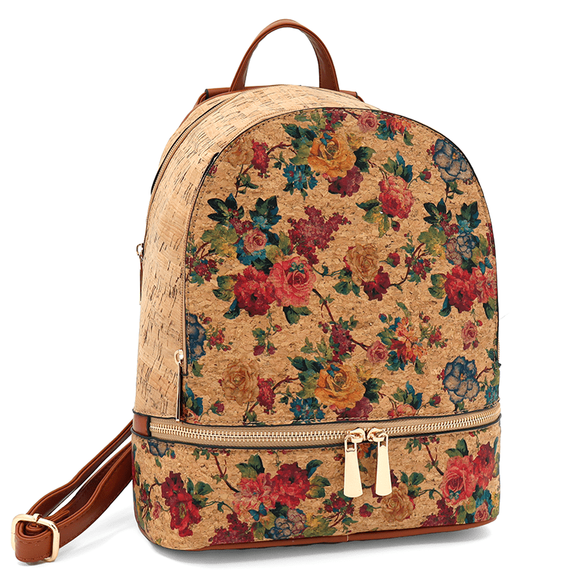 Női kőbőr hátizsák Madeline nyomtatott - rózsák