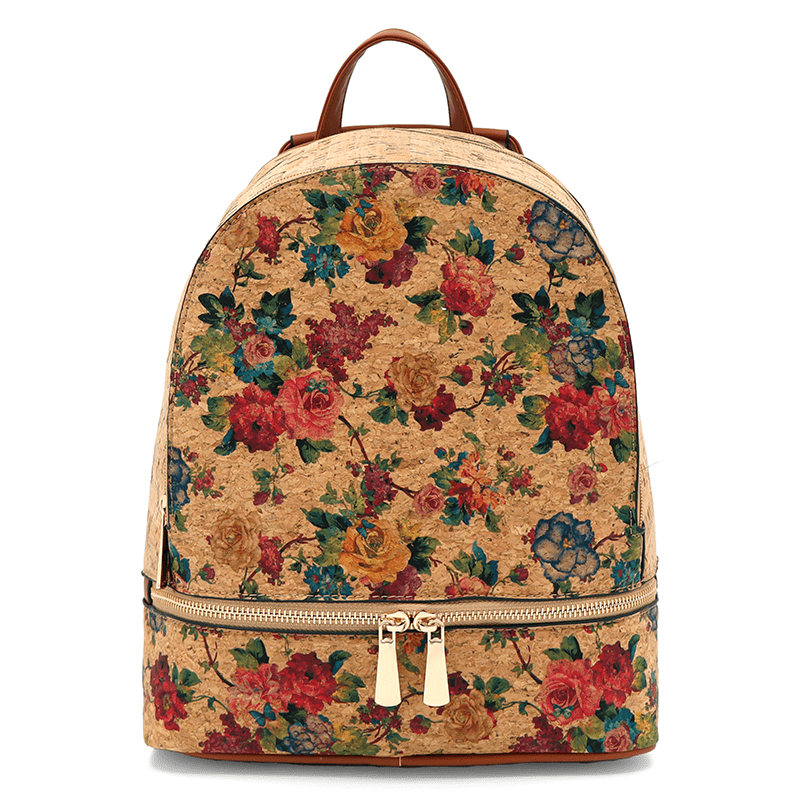 Női kőbőr hátizsák Madeline nyomtatott - rózsák