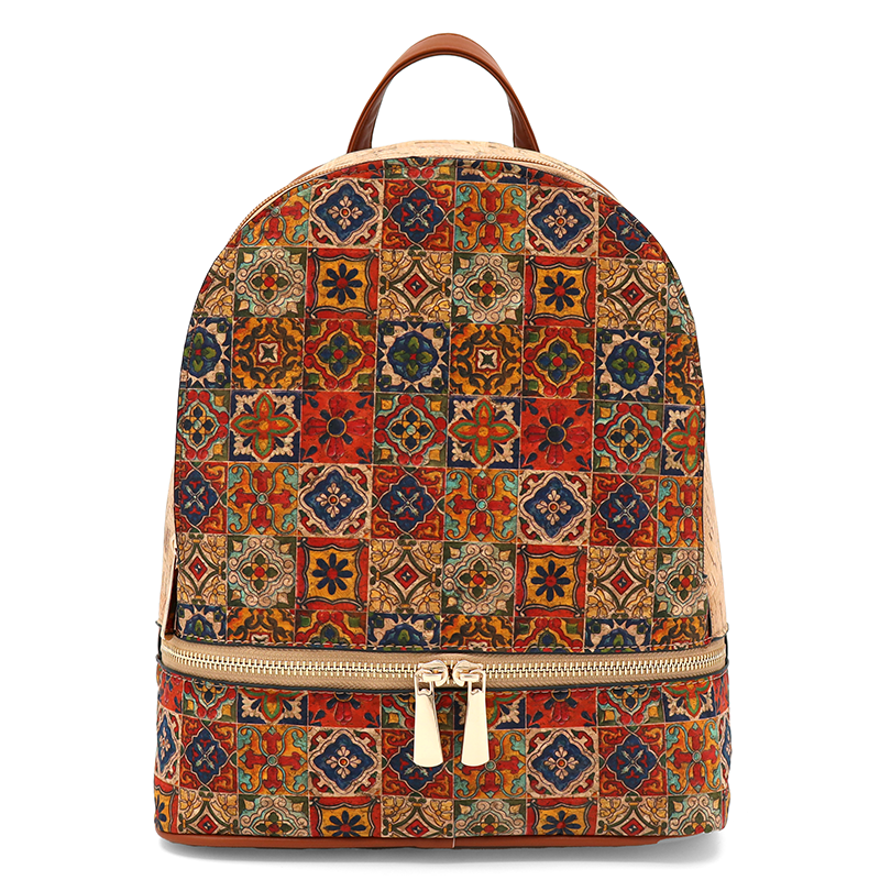 Női kőbőr hátizsák Madeline nyomtatott mintával – négyzetes világ