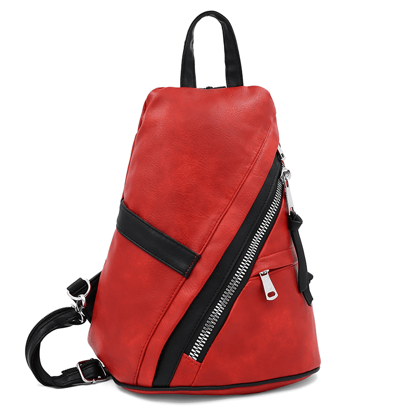 Modern női hátizsák sok zsebbel Rita - piros