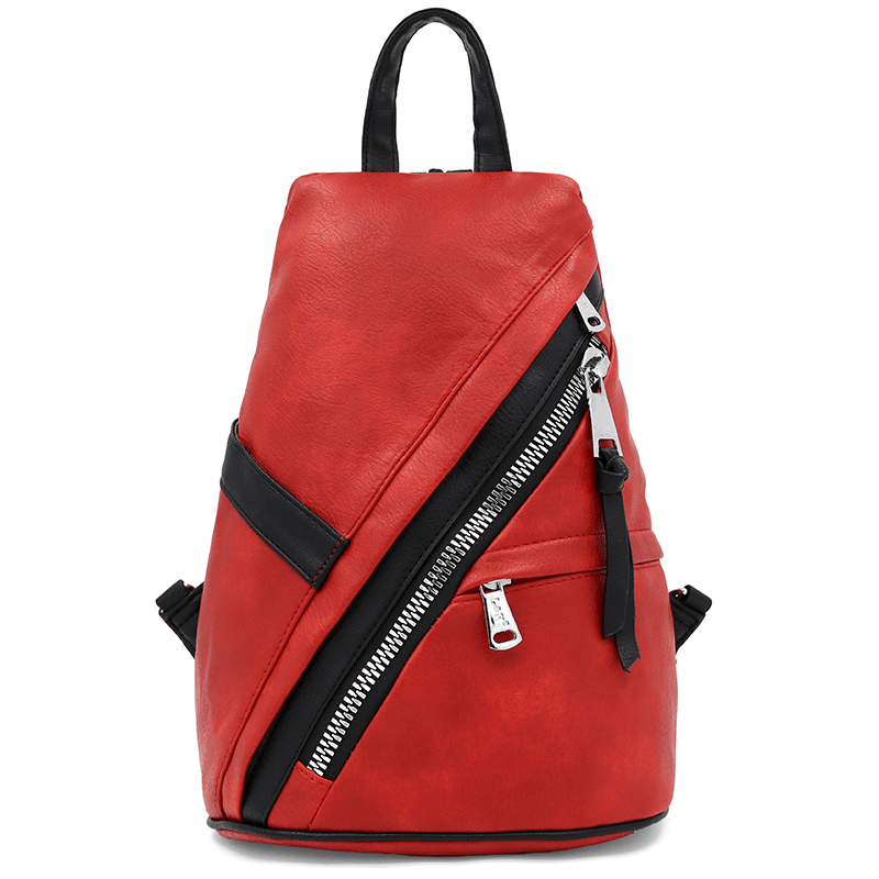 Modern női hátizsák sok zsebbel Rita - piros