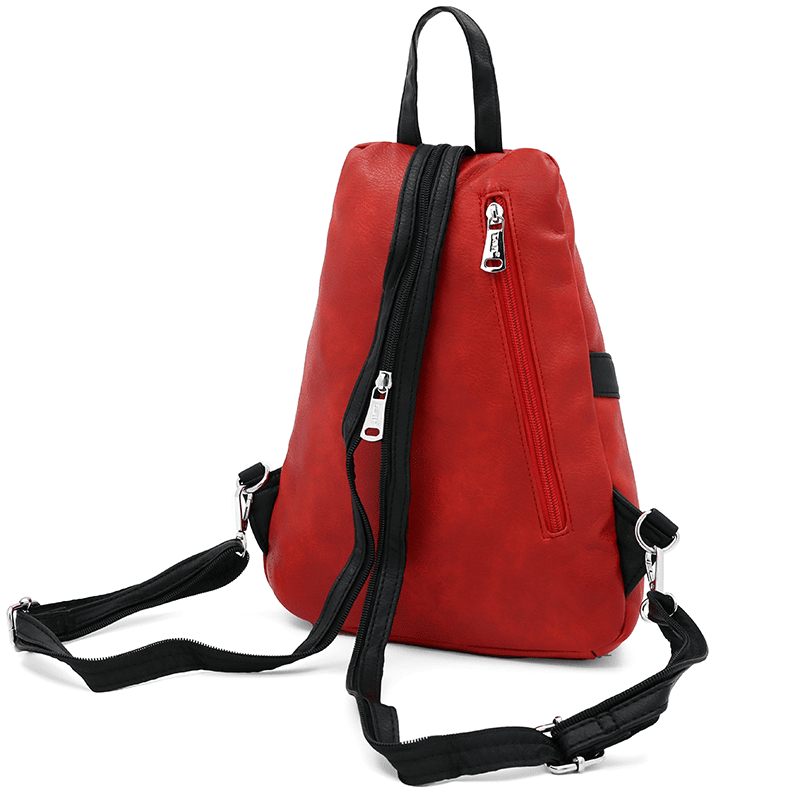 Modern női hátizsák sok zsebbel Rita - piros