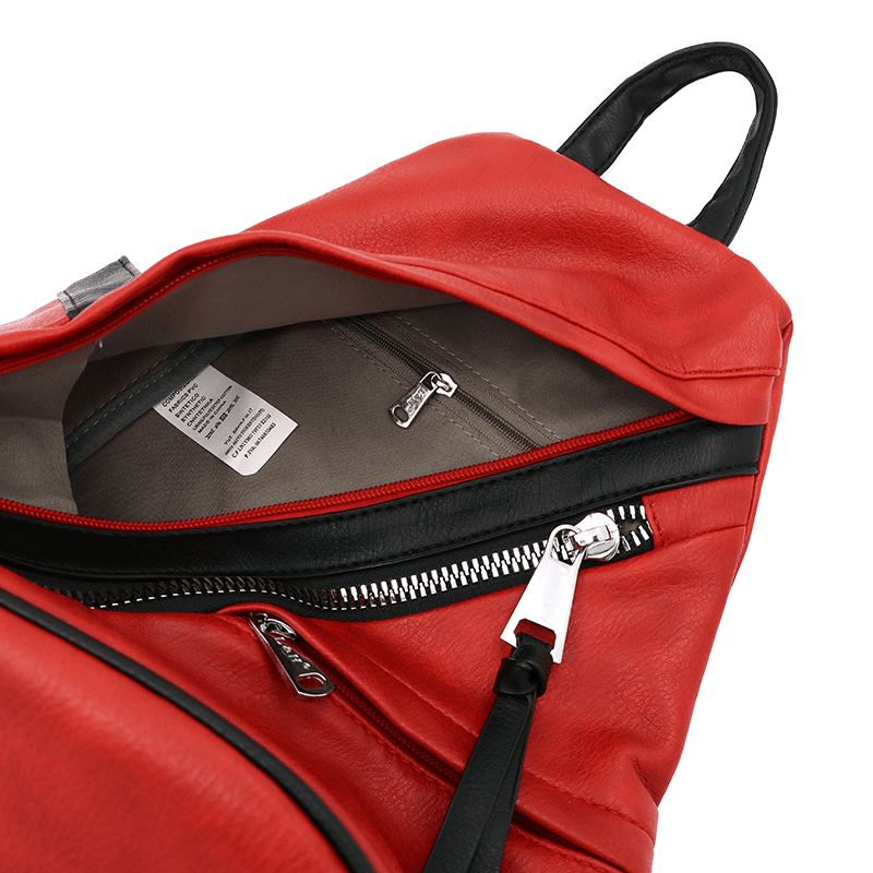 Modern női hátizsák sok zsebbel Rita - piros