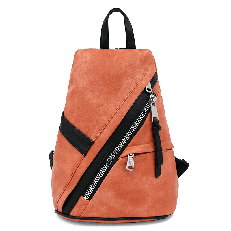 Modern női hátizsák sok zsebbel Rita - korall