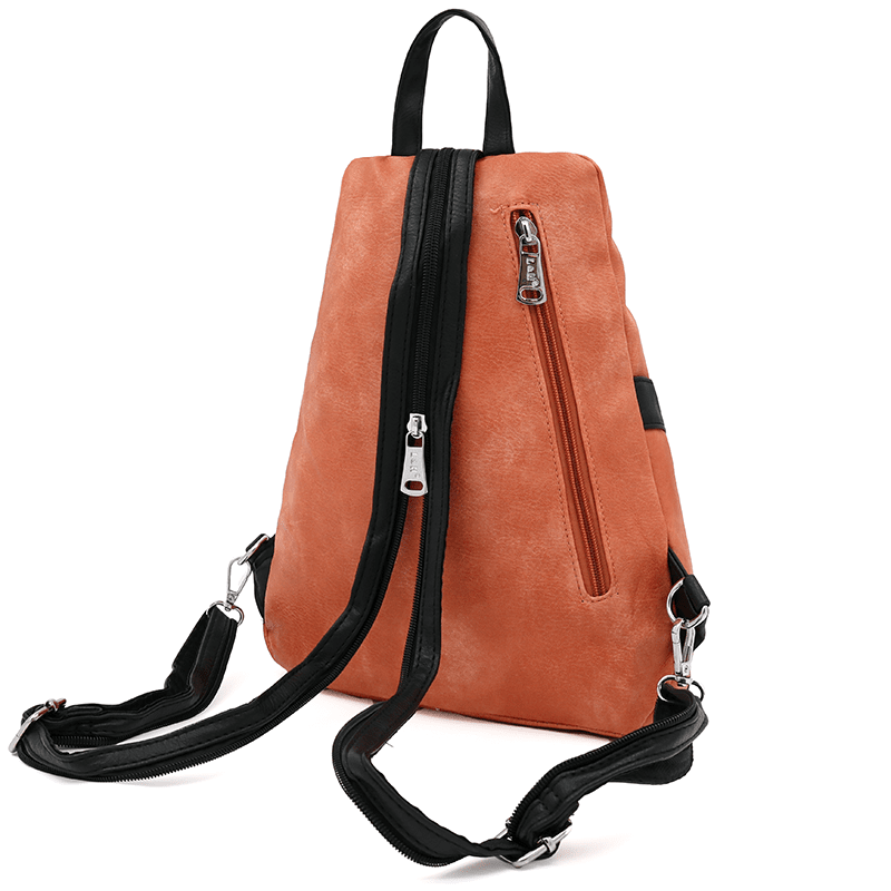 Modern női hátizsák sok zsebbel Rita - korall