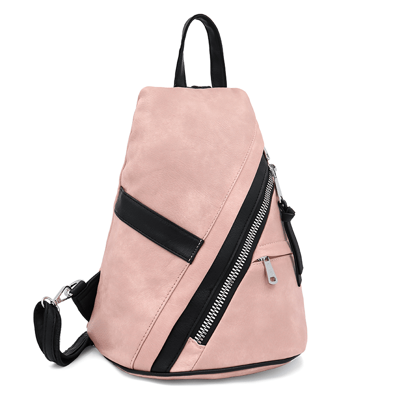 Modern női hátizsák sok zsebbel Rita - rózsaszín