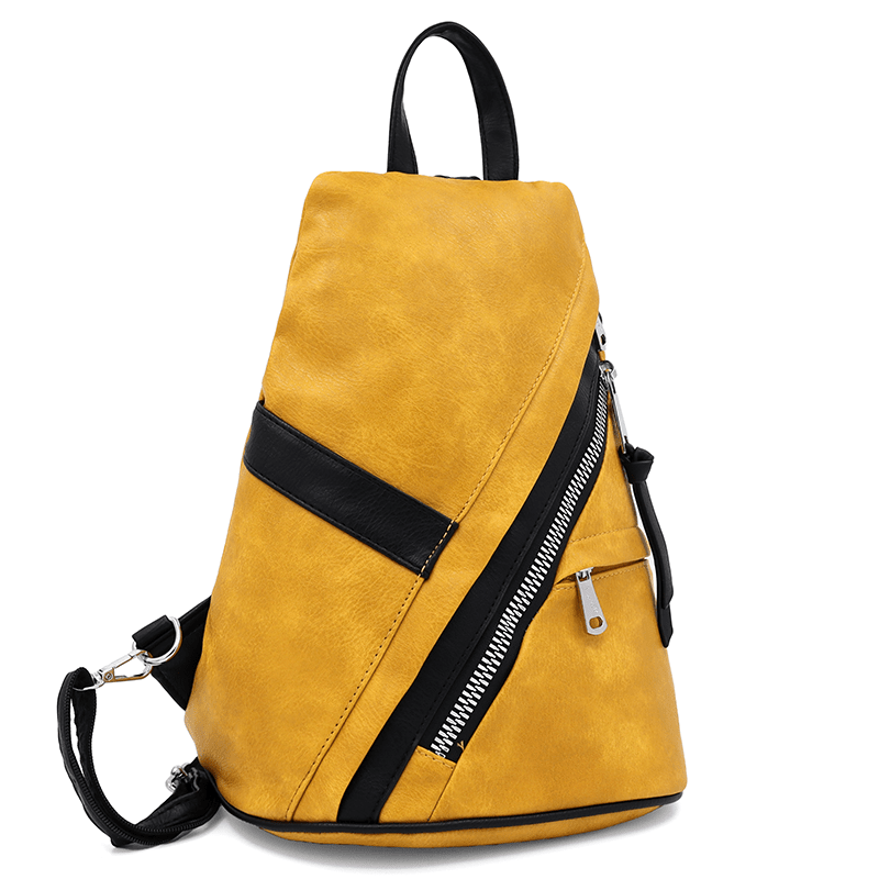 Modern női hátizsák sok zsebbel Rita - mustársárga