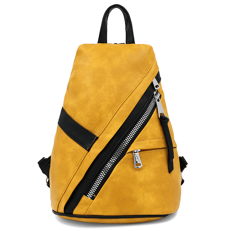Modern női hátizsák sok zsebbel Rita - mustársárga