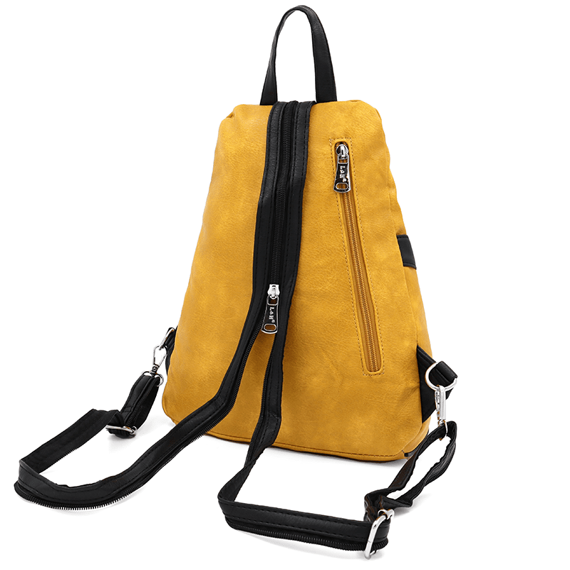 Modern női hátizsák sok zsebbel Rita - mustársárga