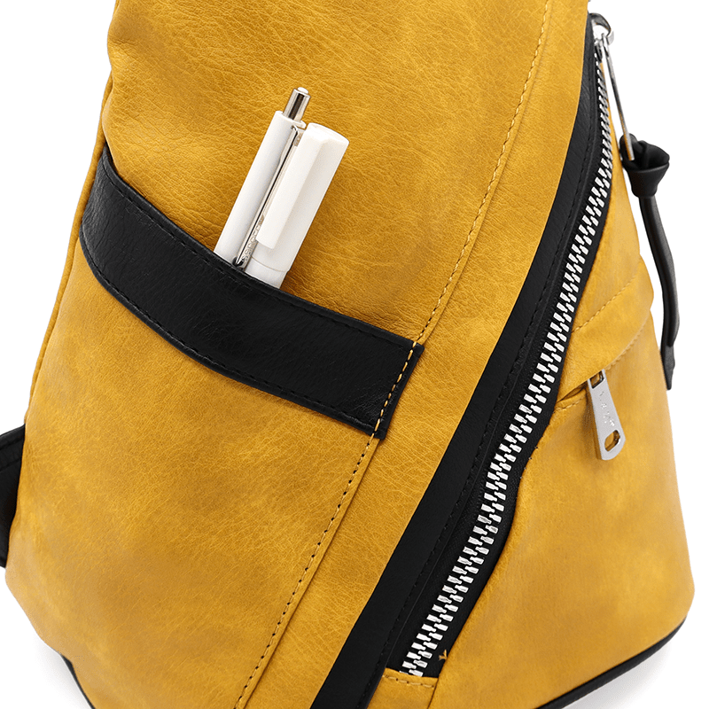 Modern női hátizsák sok zsebbel Rita - mustársárga