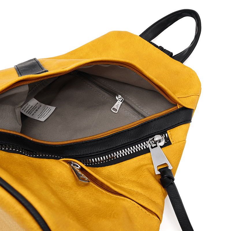 Modern női hátizsák sok zsebbel Rita - mustársárga