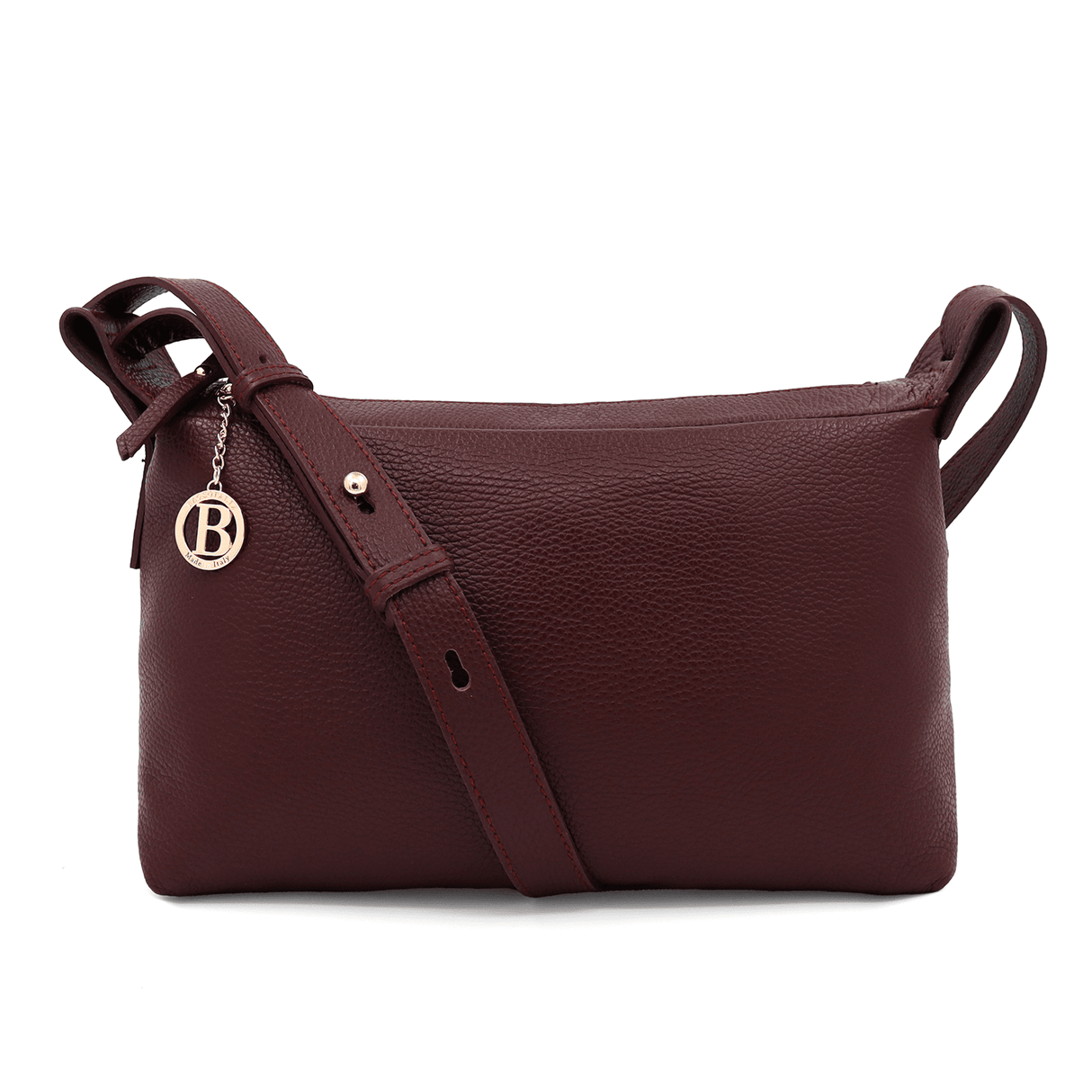 Női válltáska természetes bőrből Velia - bordó