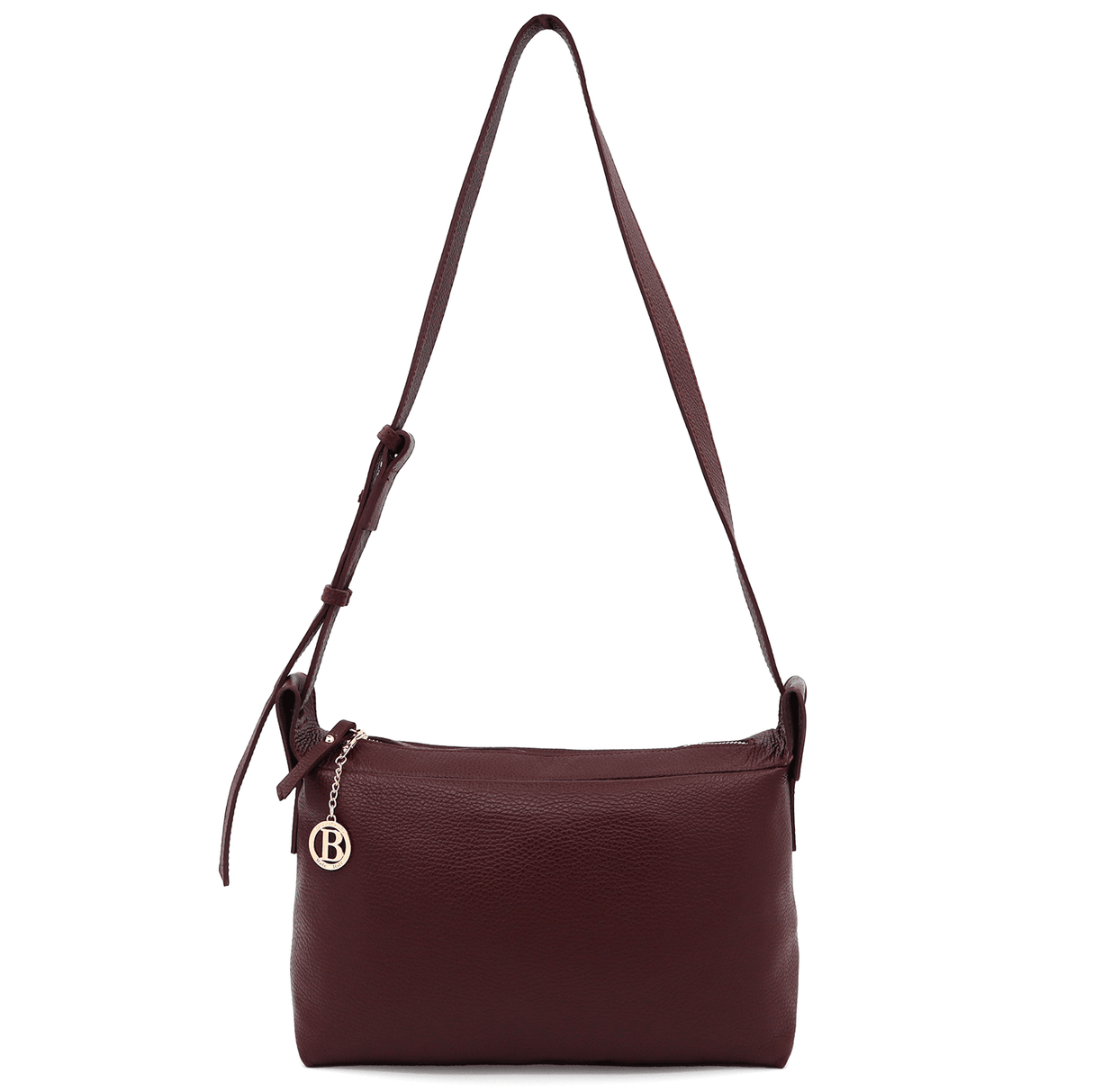 Női válltáska természetes bőrből Velia - bordó