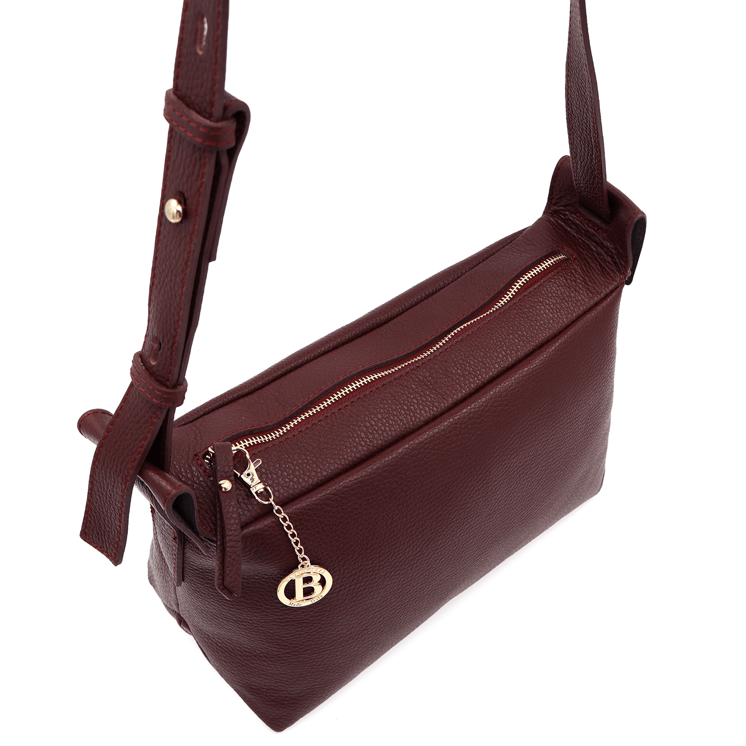 Női válltáska természetes bőrből Velia - bordó