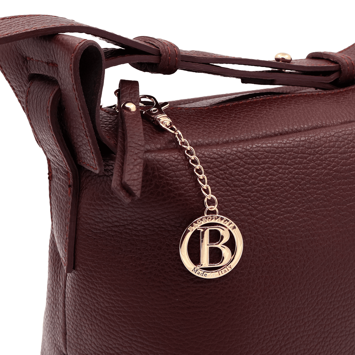 Női válltáska természetes bőrből Velia - bordó