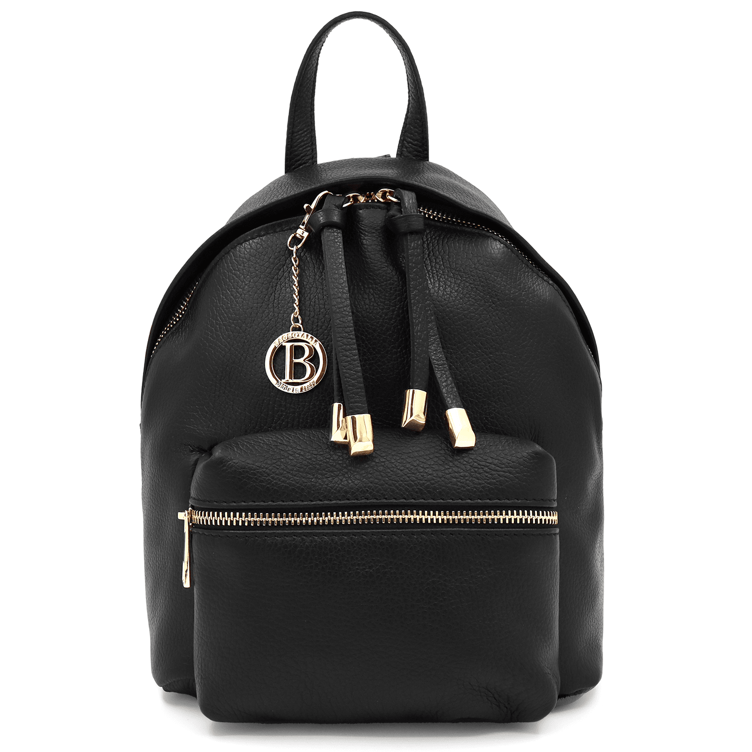 Női hátizsák természetes bőrből Aida - fekete