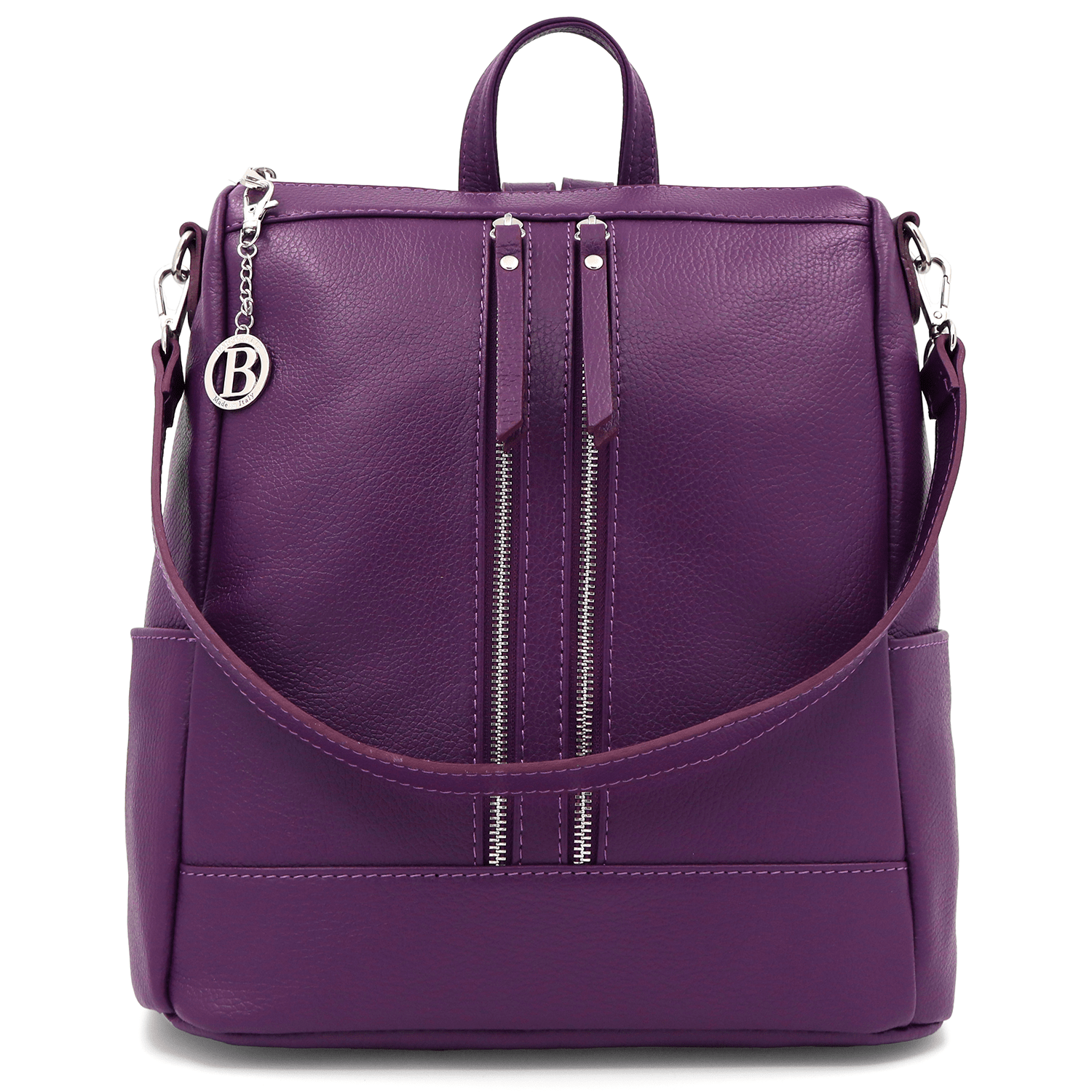 2 az 1-ben – Vittoria természetes bőr hátizsák és táska – sötét lila