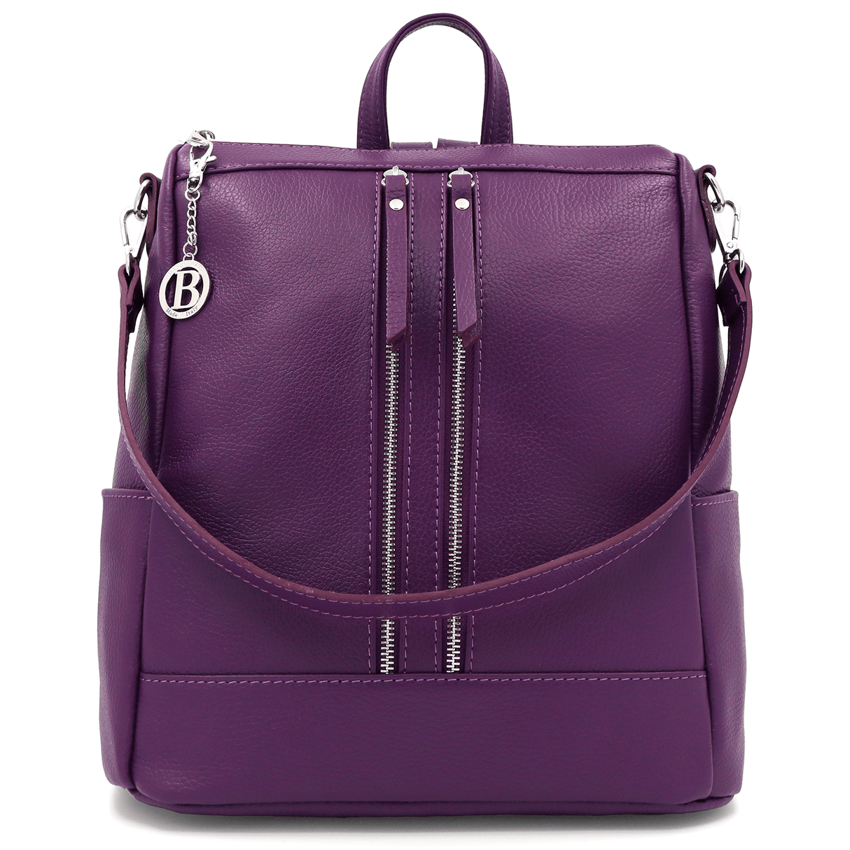 2 az 1-ben – Vittoria természetes bőr hátizsák és táska – sötét lila