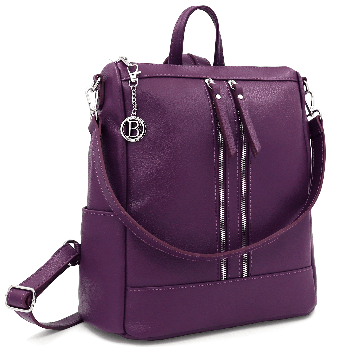 2 az 1-ben – Vittoria természetes bőr hátizsák és táska – sötét lila