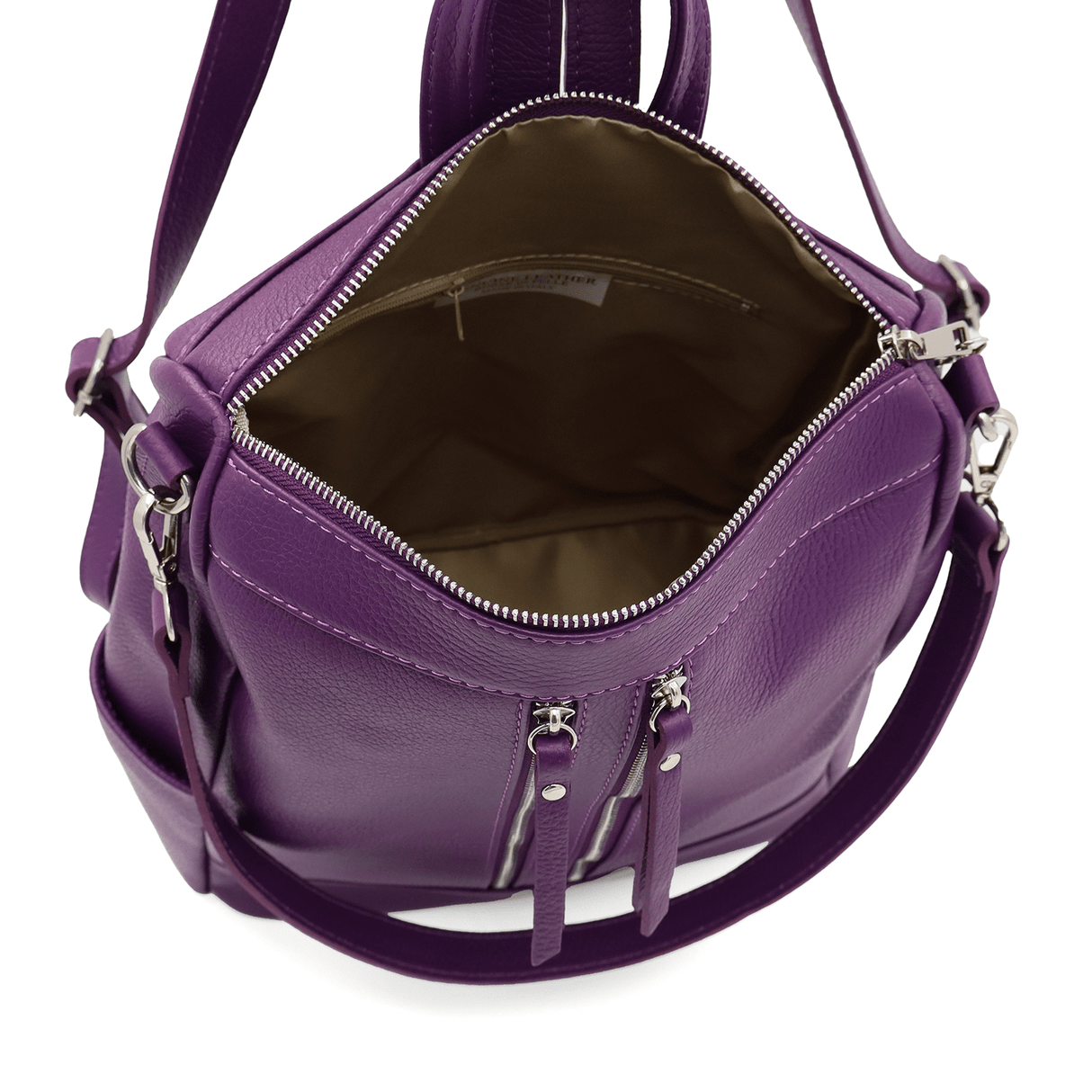2 az 1-ben – Vittoria természetes bőr hátizsák és táska – sötét lila