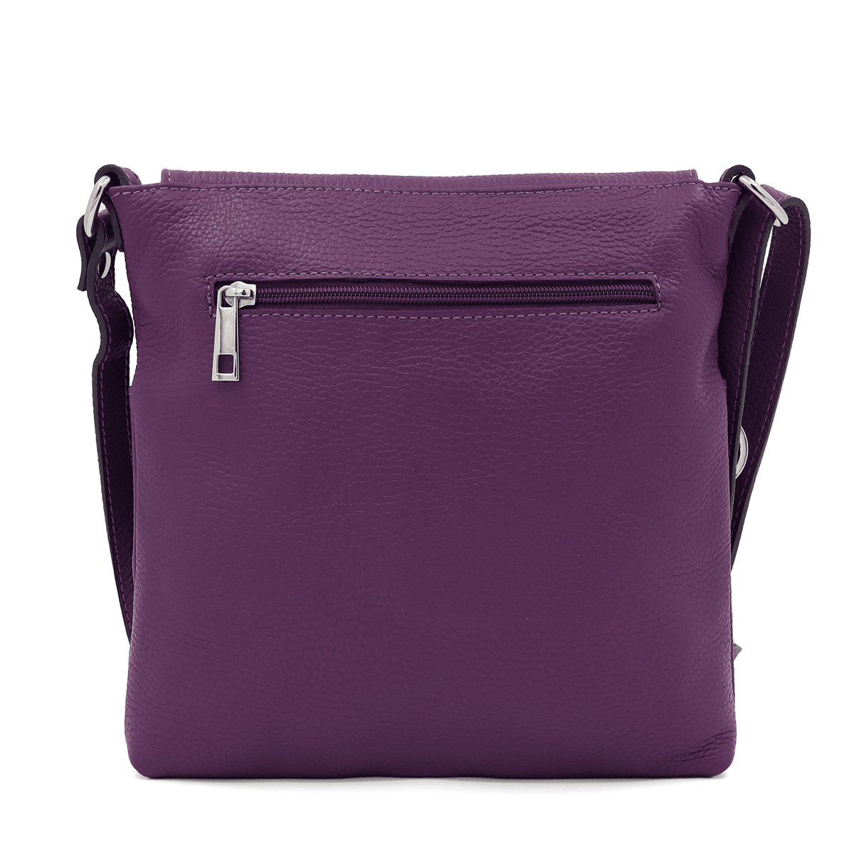 Természetes bőr válltáska sok zsebbel - lila