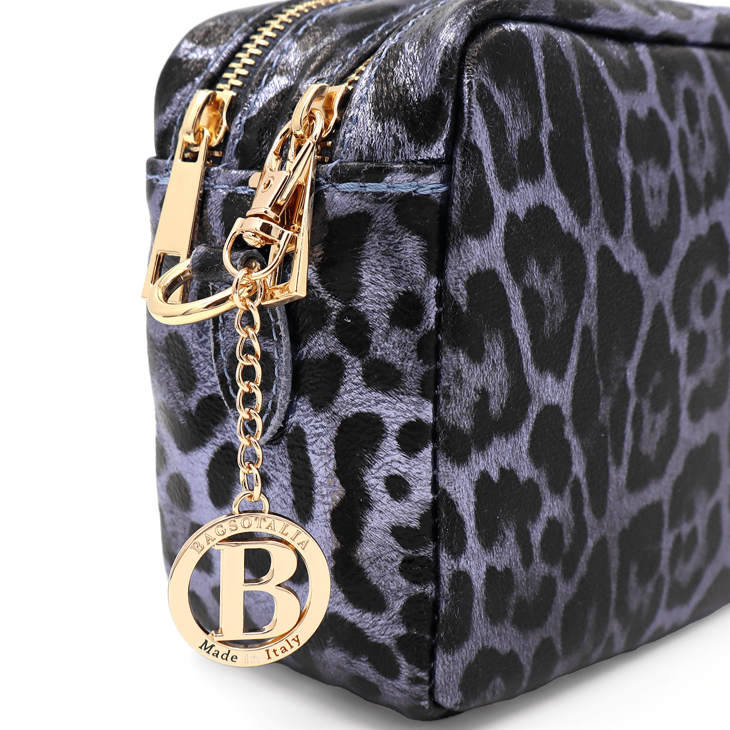 Természetes bőr válltáska lila nyomtatással