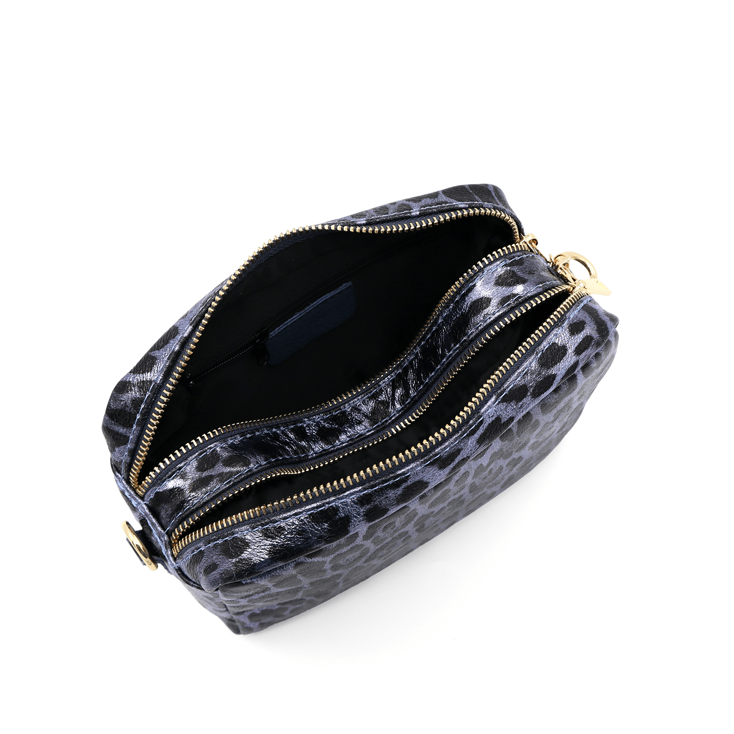 Természetes bőr válltáska lila nyomtatással