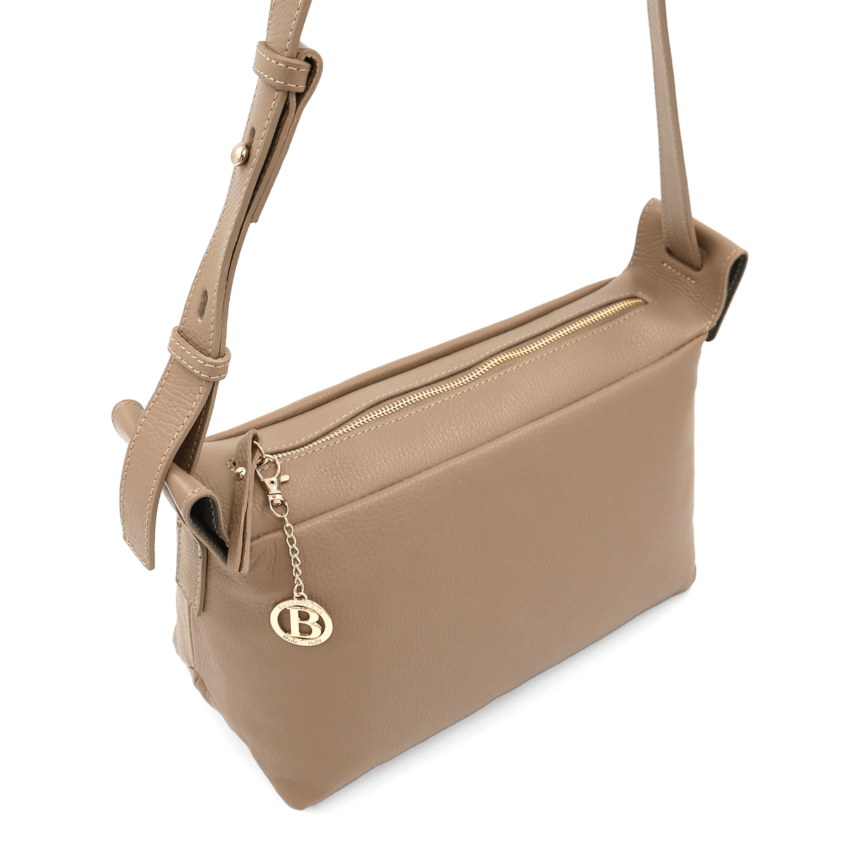 Női válltáska természetes bőrből Velia - világosbarna